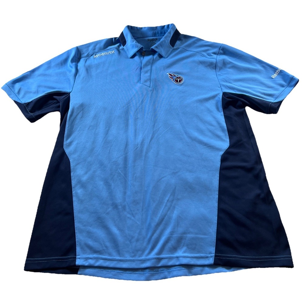 NFL Tennessee Titans Polo Shirt Mens M Navy Blue Reebok Color Block